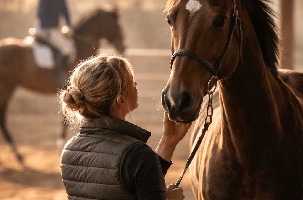 Bereiter im Hintergrund